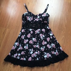 Skull and rose black dress